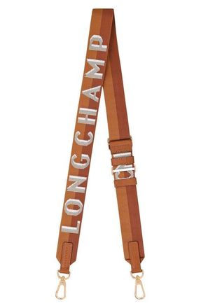 Longchamp Shadow Adjustable Canvas Shoulder Strap in Cashew at Nordstrom