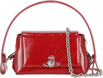 Vivienne Westwood Red Rectangular Patent Leather Orb Logo Shoulder Bag