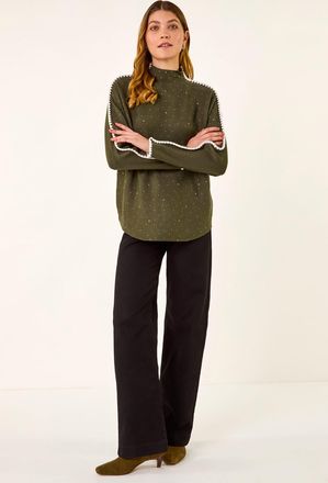 Roman Sparkly Blanket Stitch Knit Jumper