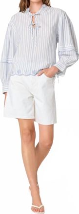 Astr Taliyah Striped Blouse In Blue/white