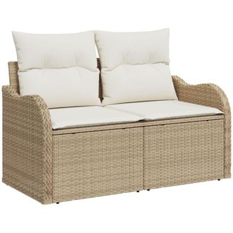 vidaXL Sof&aacute; De Jard&iacute;n Con Coj&iacute;n Beige 121 X 62 X 69 Cm Rat&aacute;n Sint&eacute;tico Vidaxl