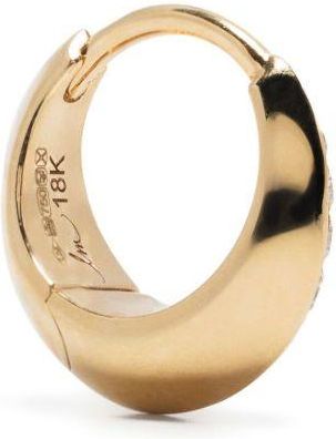 Lizzie Mandler 18K Yellow Gold Small Pavé Diamond Crescent Single Hoop Earring - Womens - 18kt Yellow Gold/Diamond