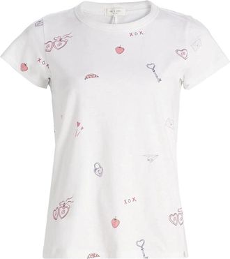 Rag & Bone Womens All Over Valentines Tee, White Multi