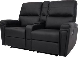 Hhg Poltrona da cinema 2 posti 371 regolabile ecopelle nero