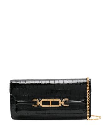 Tom Ford Whitney schoudertas met krokodillen-reli&euml;f - Zwart