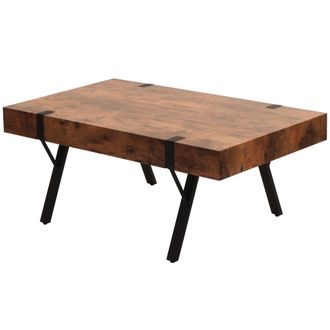 Hhg Nunca Usado] Mesa De Centro Hhg 740, Mesa De Sal&oacute;n Mesa Auxiliar Mesa De Sof&aacute;, Metal 43x110x60cm, Roble Silvestre Oscuro