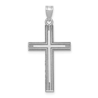 Diamond2Deal 14k White Gold Solid Laser Etched Cross Pendant