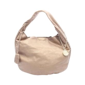 Loewe Pre-owned Anagram Leren Schoudertas - Dames - Pre-owned - Beige - Maat: ONE Size Leer
