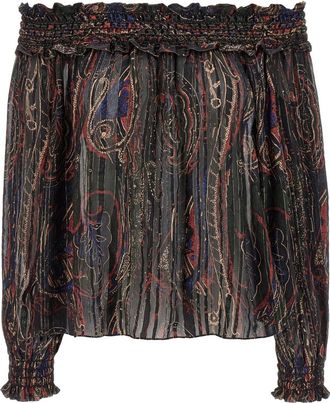 Saint Laurent Multicolor Smock stitch blouse