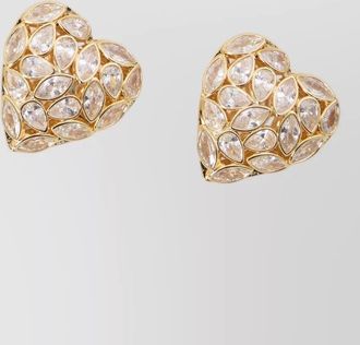 Self Portrait crystal embellished heart earrings