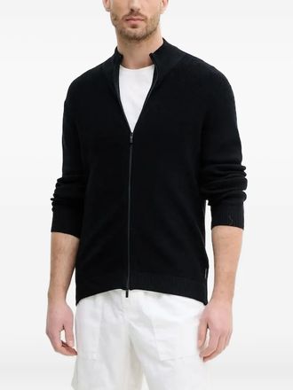A|X Armani Exchange zip-front ribbed cardigan - Black