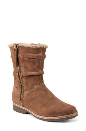Earth Hyland Faux Fur Trim Zip Boot in Light Natural at Nordstrom, Size 9.5