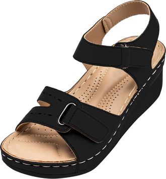 Generic Women Orthopedic Sandals with Arch Support, Comfort Wedge Sandals, Summer Comfortable Wide Fit Open Toe Wedge Sandal, Outdoor Anti Slip Platform Beach