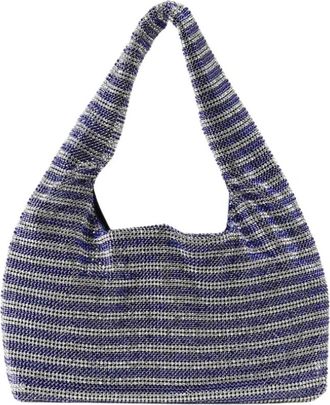 Kara Kristallen Gestreepte Clutch - Dames - Handtassen - Blauw - ONE Size - Tassen