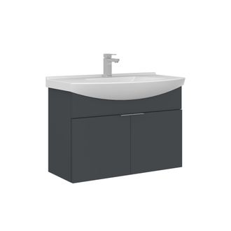 Habitat et Jardin Mobile Lavabo purus 80 - 80 X 50 X 58 Cm - Antracite Opaco