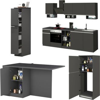 Dmora Cucina Arlo - Cucinino Modulabile Made In Italy, 31 Ripiani, Grigio Ardesia