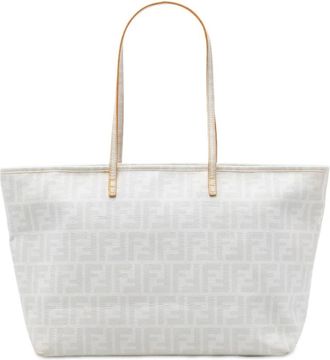 Fendi Pre-owned Tote Bags, female, White, Size: ONE SIZE Pre-owned Printed Canvas Tote Bag