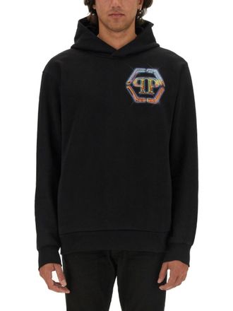 Philipp Plein Black Logo Hood Sweatshirts