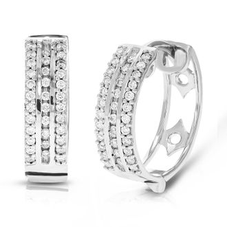 Vir Jewels 1/4 cttw Lab Grown Diamond Hoops Earrings in Sterling Silver With Latch Backs For Women