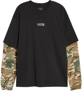 Vans Easy Living Layered Cotton Graphic T-Shirt in Black at Nordstrom, Size Xx-Large