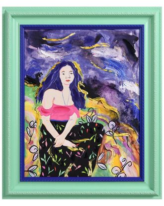 Empire Art Direct Night Galaxy Hand-Painted Embellished Canvas Wall Art With Baroque Frame