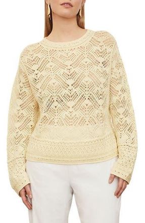 Vince Lace Patchwork Cotton Pullover in Pale Lemon at Nordstrom Rack, Size 2X