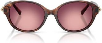 Tiffany & Co. 54mm Round Sunglasses in Spotted Brown Havana /Pink at Nordstrom