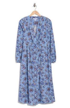 Derek Lam Valerie Twist Front Long Sleeve Cotton Dress in Denim Blue Multi at Nordstrom Rack, Size 00