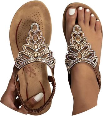 Generic Summer Sandals Women,Sandals for Women,Casual Beach Shoes T-Bar Beads Sandal,Lightweight Slip On Slides Platform Slippers Beach Holiday Summer Elegant