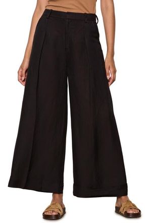Sanctuary Terrace Linen Blend Wide Leg Pants in Black at Nordstrom, Size 27