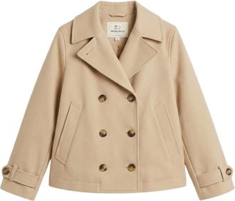 Woolrich Jassen, Dames, Beige, S, Katoen, Tech Katoenen Peacoat