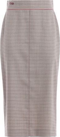 Fendi Micro Check Wool Midi Skirt Size M