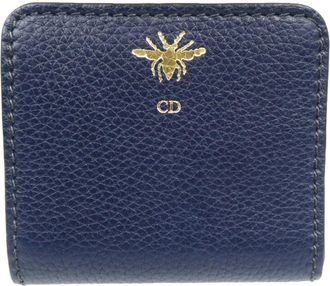 Dior Navy Leather Wallet (Bi-Fold) (Pre-Owned)