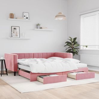 vidaXL Vidaxl - Sof&aacute; Cama Nido Con Cajones Terciopelo Rosa 100x200 Cm