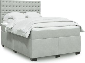 vidaXL Vidaxl - Cama Box Spring Con Colch&oacute;n Terciopelo Gris Claro 140x190 Cm