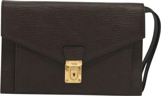 Fendi Brown Leather Clutch Bag (Pre-Owned)