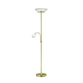 Reality Reality Leuchten - L&aacute;mpara De Pie Con Punto De Lectura Gerry Lat&oacute;n Cristal Blanco &Oslash;34 Cm Trio Lighting