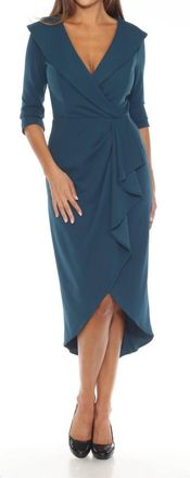 Joseph Ribkoff 3/4 Sleeve Ruffled High-Low Midi Dress In Twilight