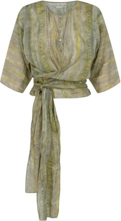Cortana Geprinte Ramie Top - Dames - Kimonos - Veelkleurig - S - Overhemden