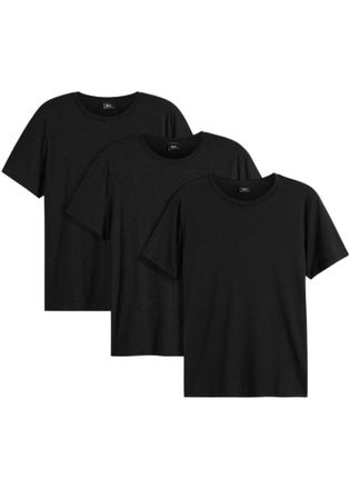 Bonprix T-Shirt BONPRIX T-Shirt (3er Pack), Herren, Gr. 68/70 (4XL), schwarz (schwarz, schwarz, schwarz), Obermaterial: 100% Baumwolle, regular fit, Shirts T-
