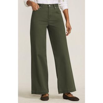 Lands End High Rise 5 Pocket Wide Leg Chino Pants in Forest Moss at Nordstrom, Size 10Short