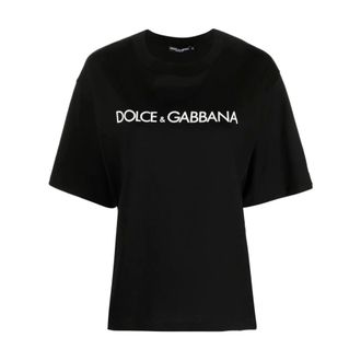 Dolce & Gabbana T-Shirts, female, Black, Size: XS T-shirt with logo