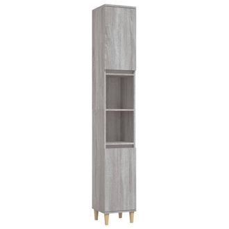 vidaXL Armario De Ba&ntilde;o Madera Contrachapada Gris Sonoma 30x30x190 Cm Vidaxl