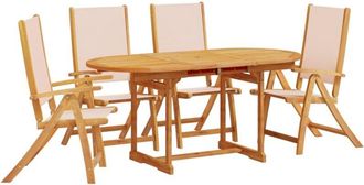 vidaXL vidaXL 5 Piece Garden Dining Set Solid Wood Acacia and Textilene