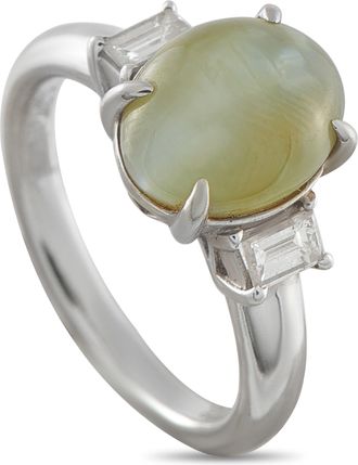 Luxury Bazaar Platinum 0.34ct Diamond and Cats Eye Ring MF02-123025