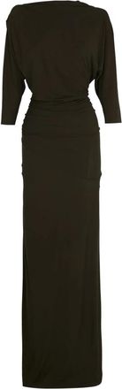 Cortana Anghela- gedrapeerde donkergroene jurk - Dames - Avondkleed - Groen - S - Kleedjes