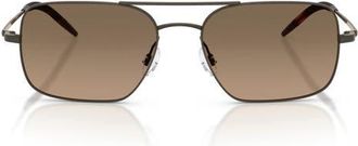 Oliver Peoples 55mm Victory II Polarized Rectangular Sunglasses in Pewter /Sandstone at Nordstrom