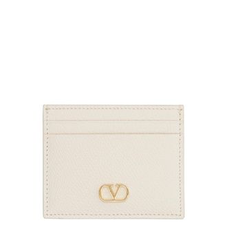Valentino Garavani Wallets & Cardholders, female, Beige, Size: ONE SIZE Vlogo Signature Leather card holder