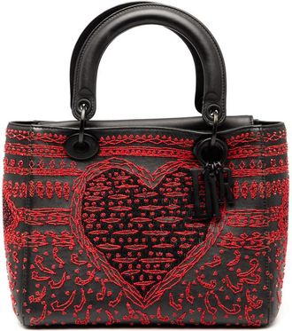 Dior Pre-owned Dior Medium Smooth Calfskin Embroidered Heart Playing Cards Lady Dior Ladies 02-MA-0158