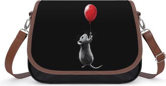 Generic Cute Rat With Balloon Crossbody Bags for Women Fashion Leather Shoulder Handbags With Adjustable Strap